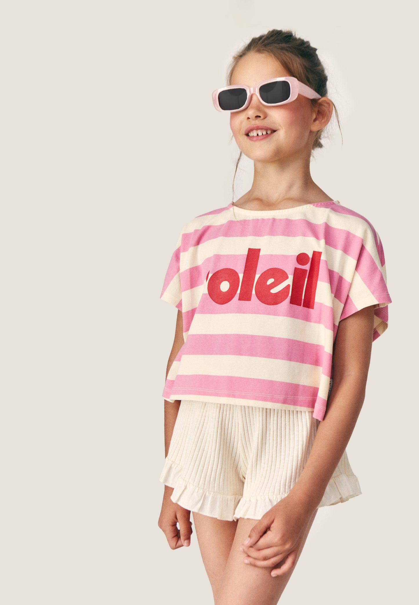 T-shirt riga rosa Soleil
