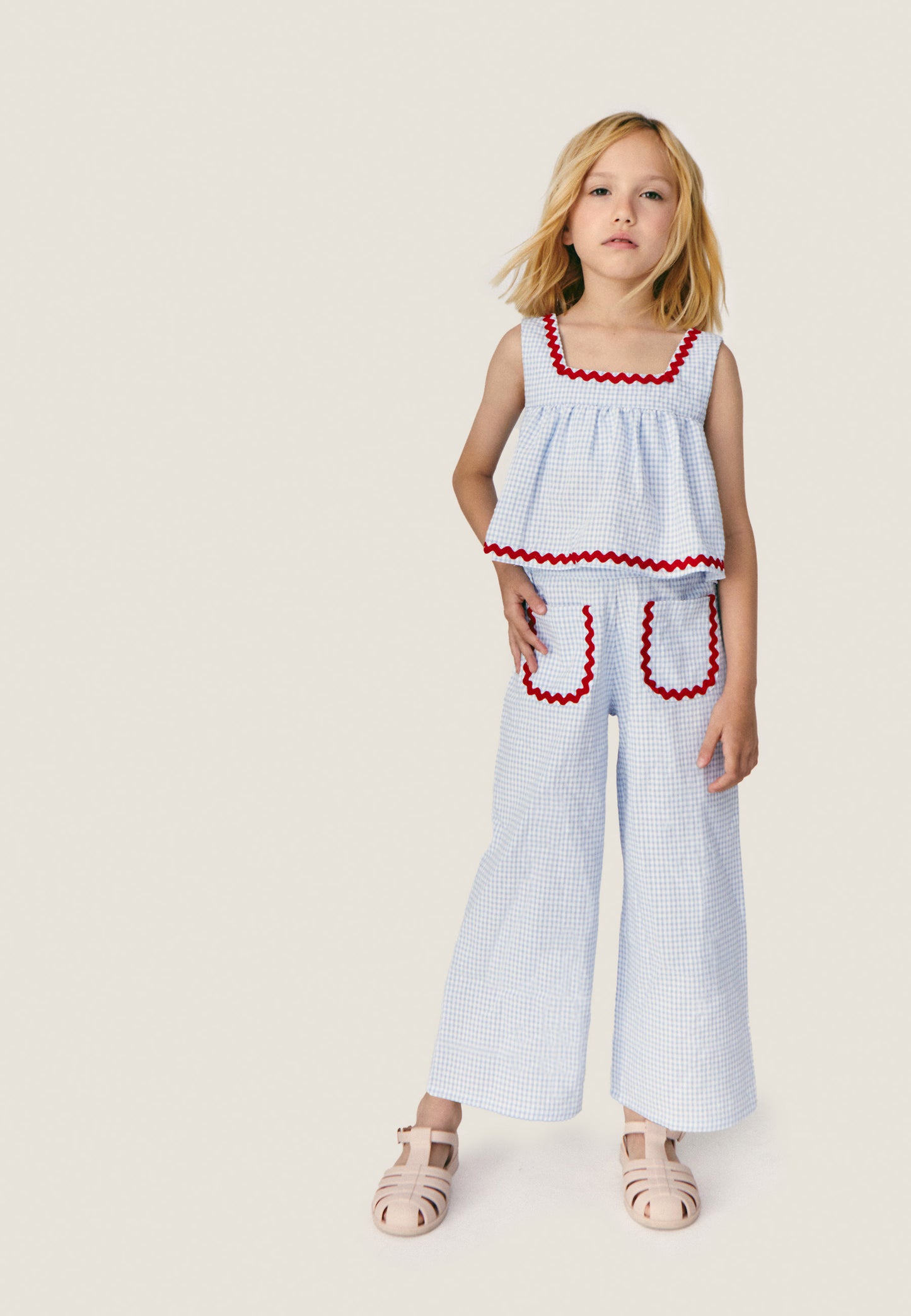 Top vichy azzurro Sylvie