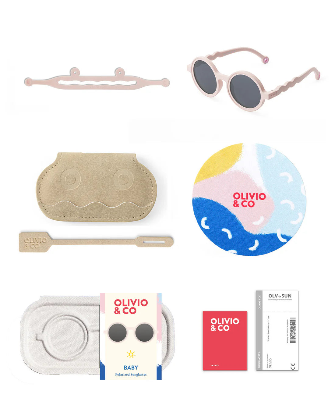 Occhiali da sole baby rotondi rosa Coral Blush 0-18 mesi