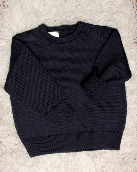 Maglione blu pura lana merino extrafine