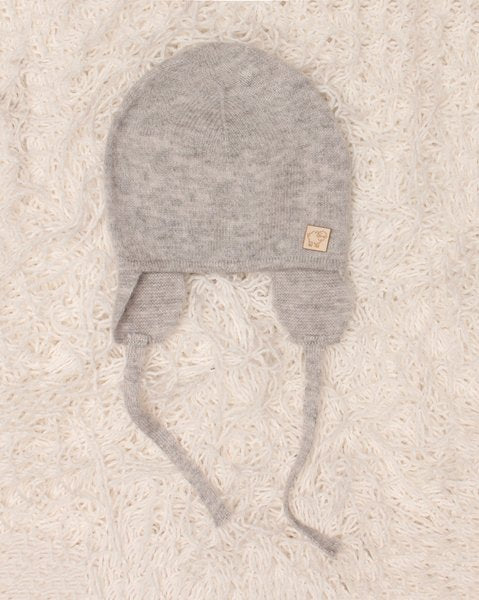 Cuffia paraorecchie grigia lana merino ultra fine