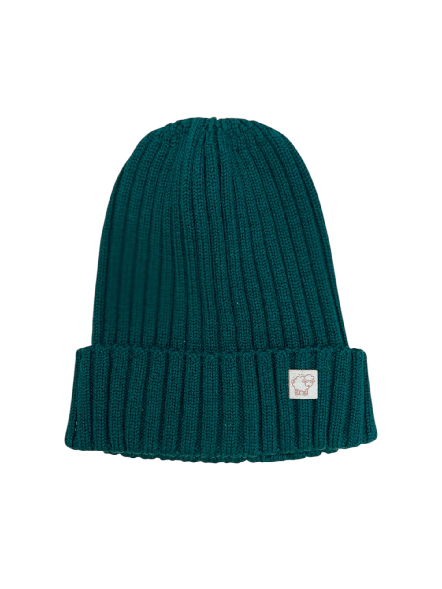 Cuffia verde pura lana merino a coste