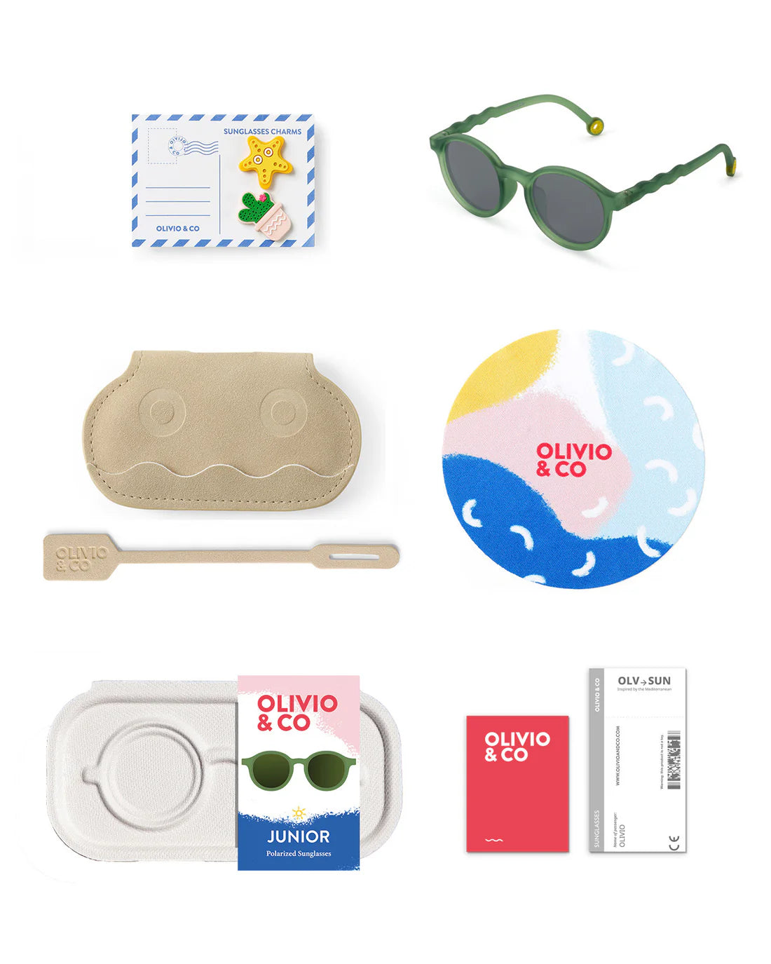 Occhiali da sole ovali bambino verde Olive Green 5-12 anni