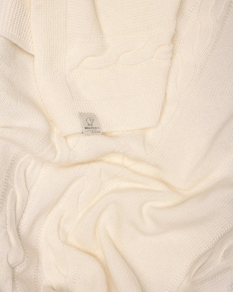 Coperta trecce Latte lana merino ultra fine 80x100 cm
