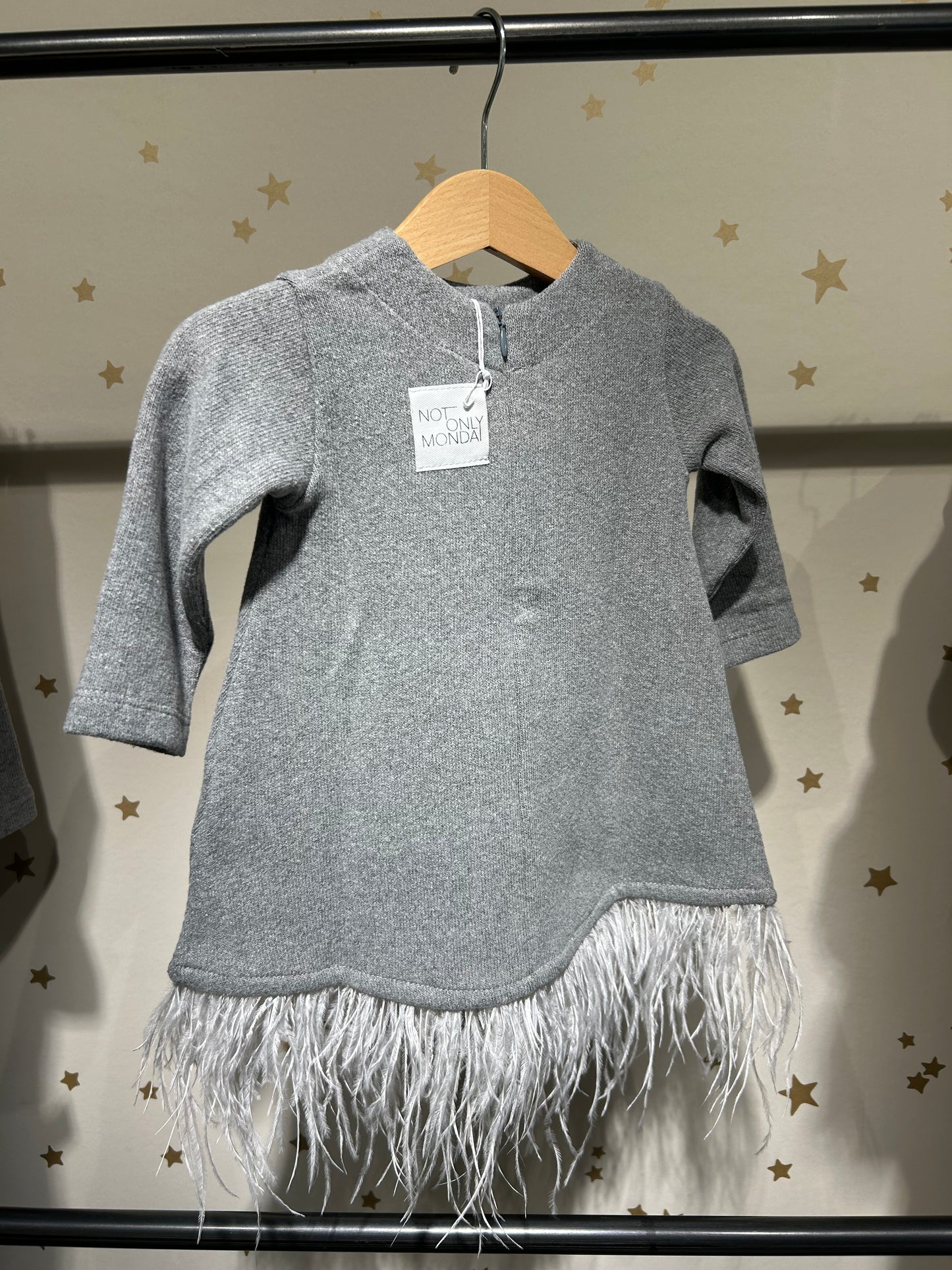 Abito Sele con piume caldo cotone grigio