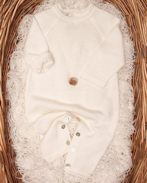 Tutina bianca coniglietto in puro eucalipto