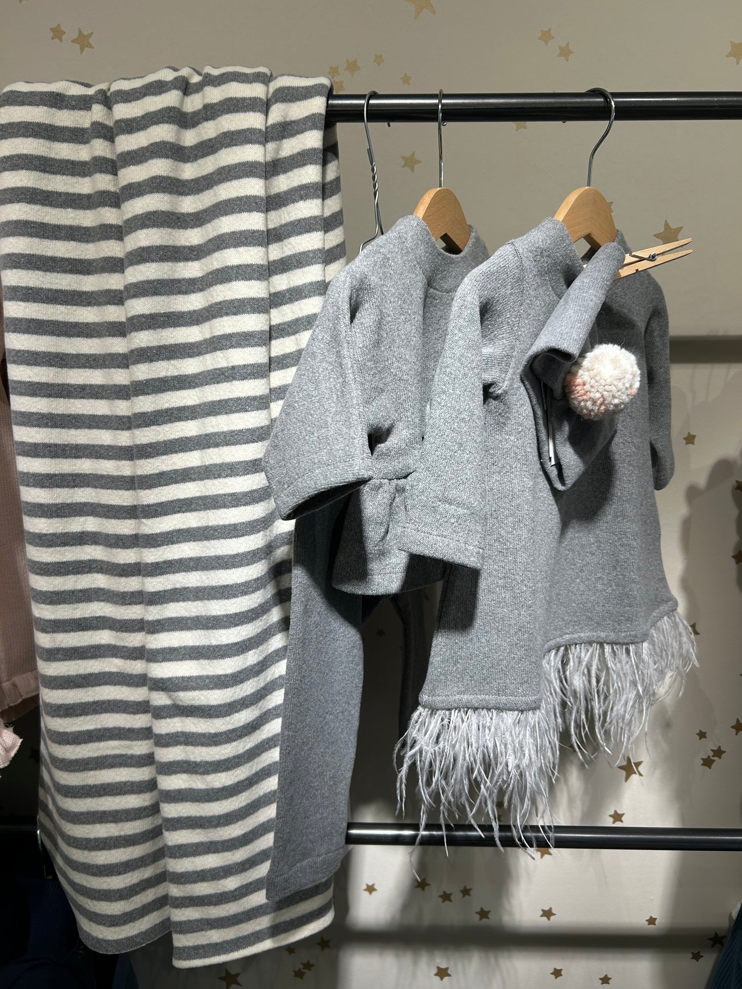 Abito Sele con piume caldo cotone grigio