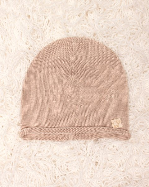 Cuffia neonato ricciolino beige eucalipto