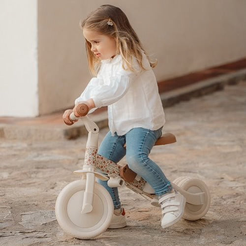 Triciclo 4 in 1 bianco/fiori