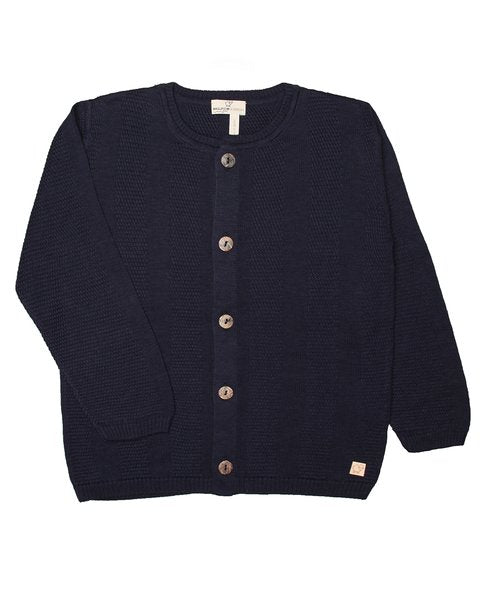 Cardigan blu bamboo e cotone bio
