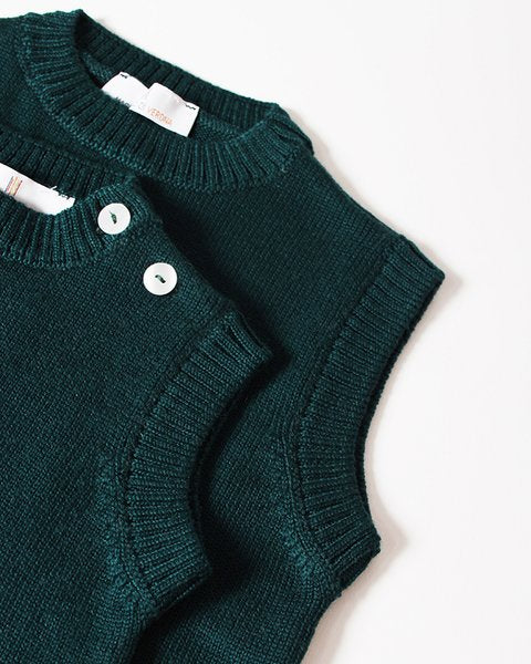 Gilet neonato verde pura lana merino
