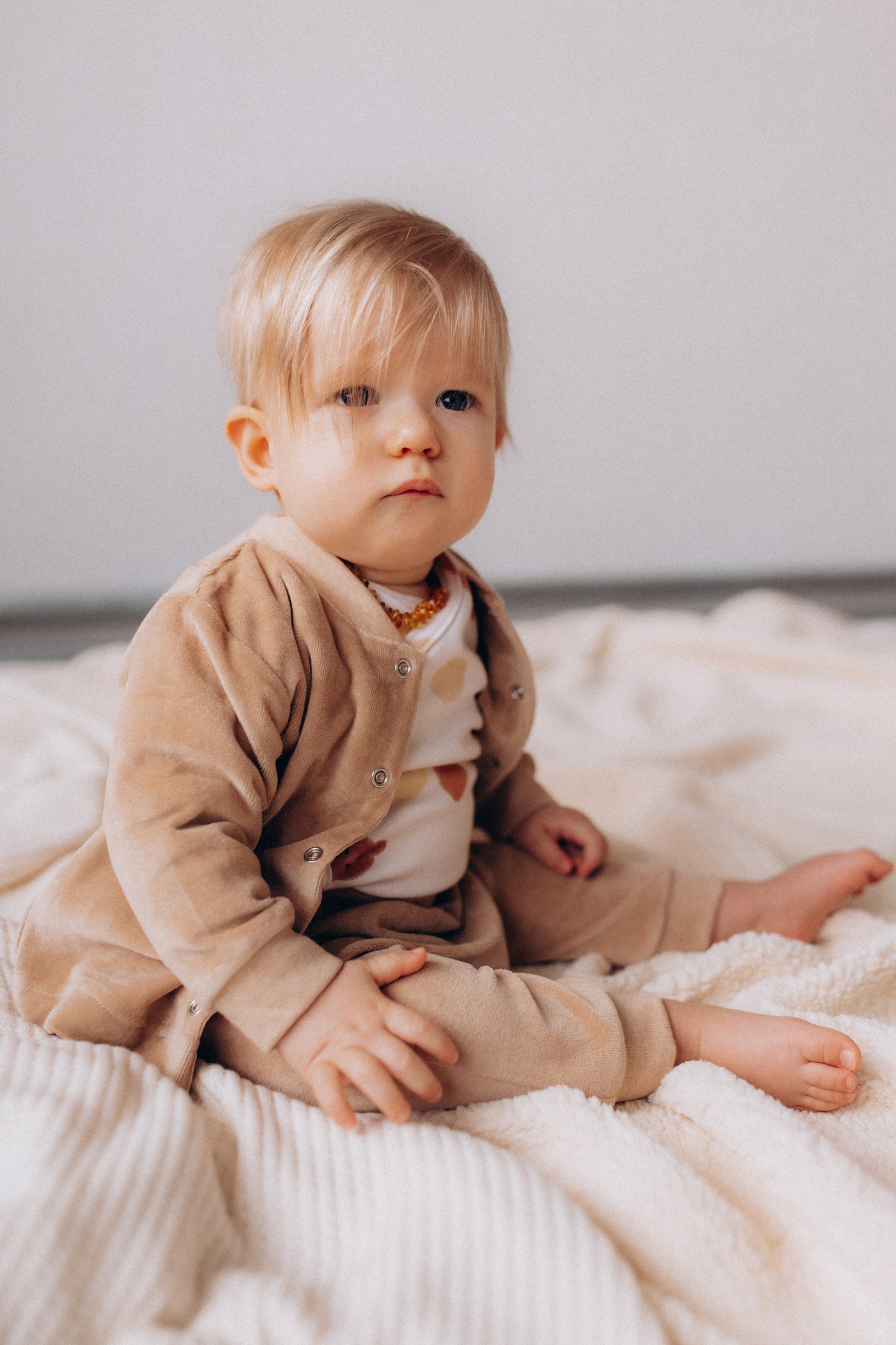 Cardigan ciniglia beige cotone BIO