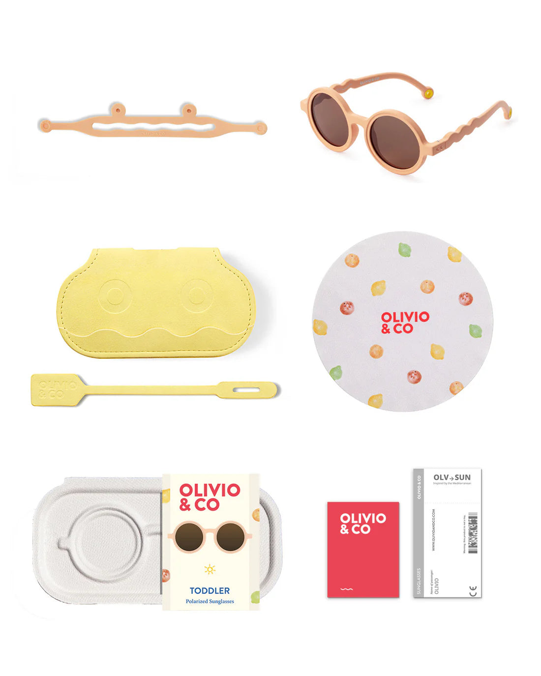 Occhiali da sole rotondi baby rosa Grapefruit Pink 1,5-3 anni