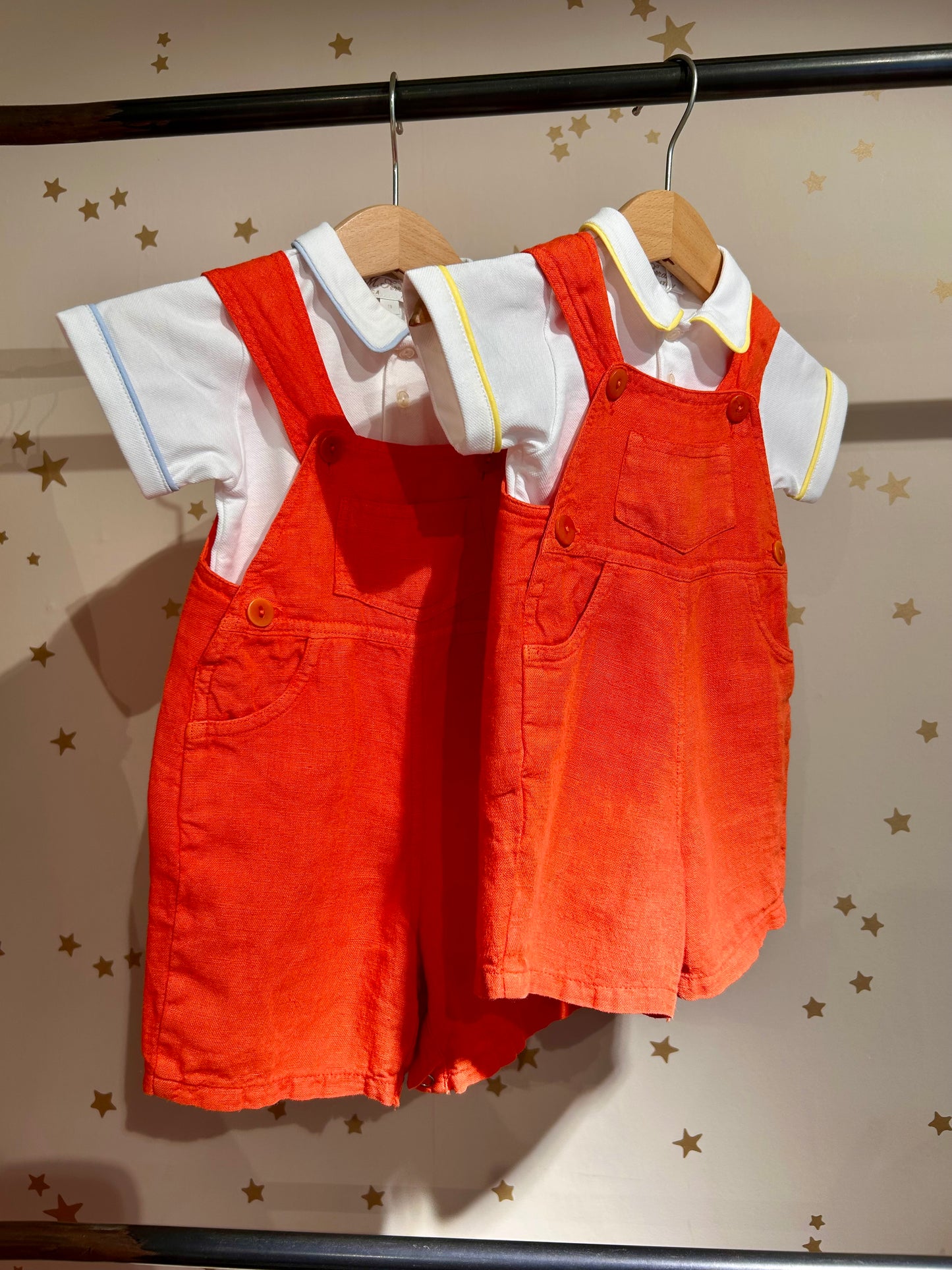 Salopette in lino arancio