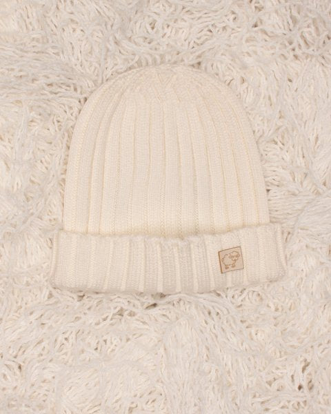 Cuffia baby latte a coste lana merino extrafine