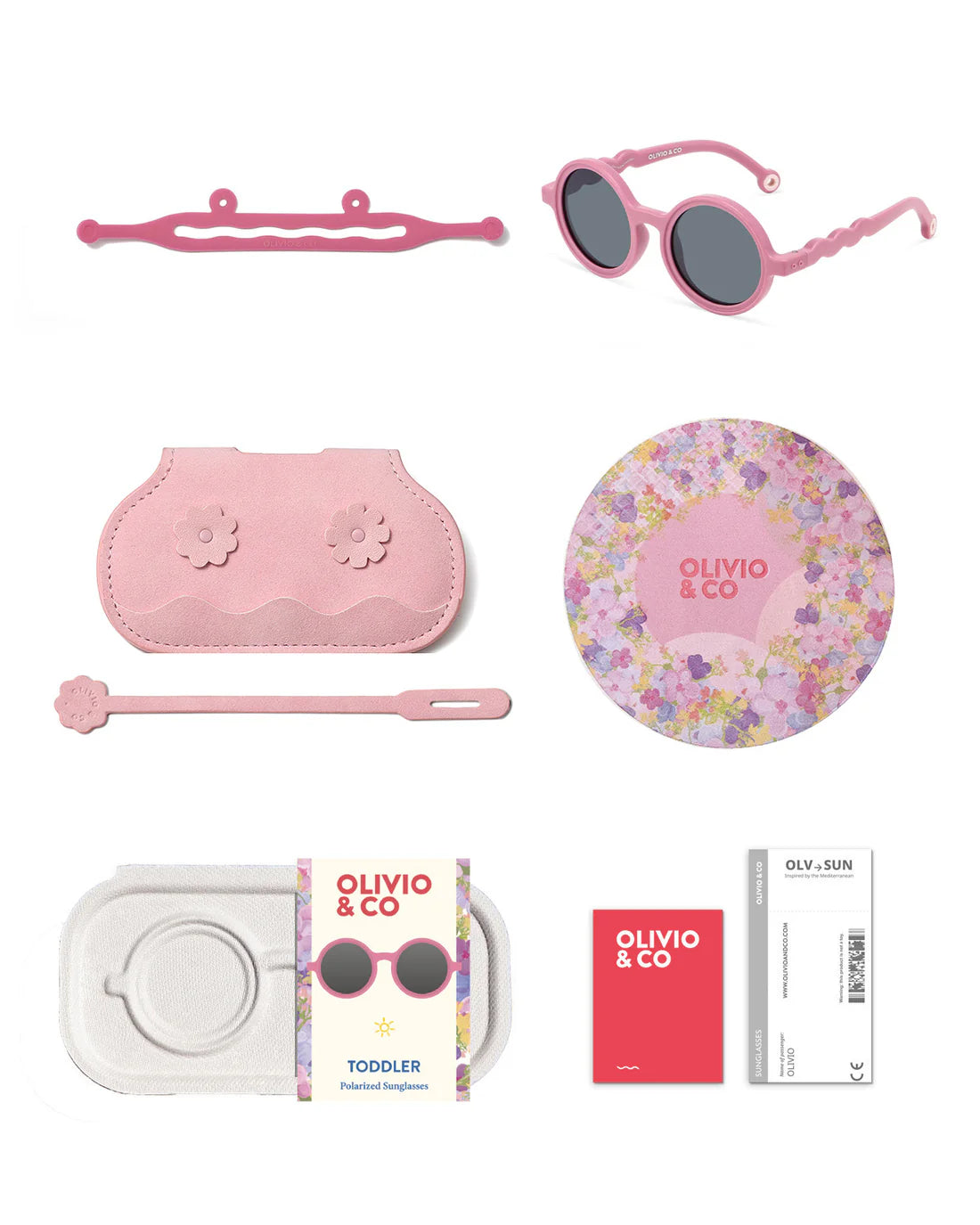 Occhiali da sole rotondi baby rosa Rock Rose 1-3 anni
