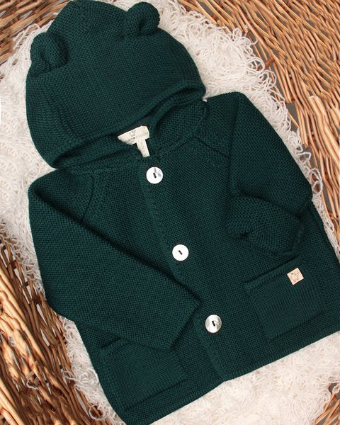 Cappotto orecchiette verde pura lana vergine merino extrafine