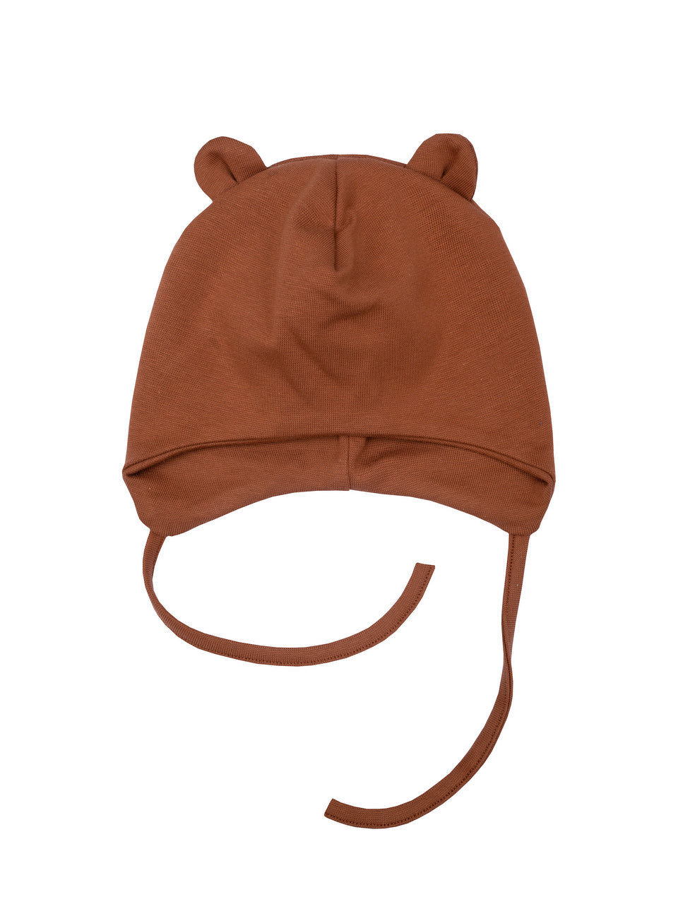 Cuffietta neonato orecchie orso color caramello cotone BIO