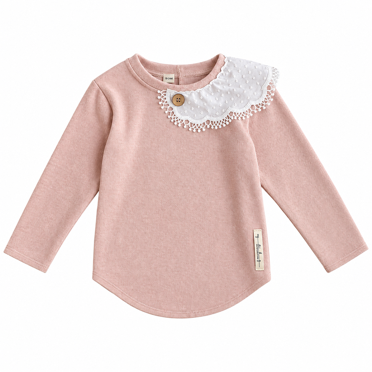 Maglia rosa con colletto in caldo cotone