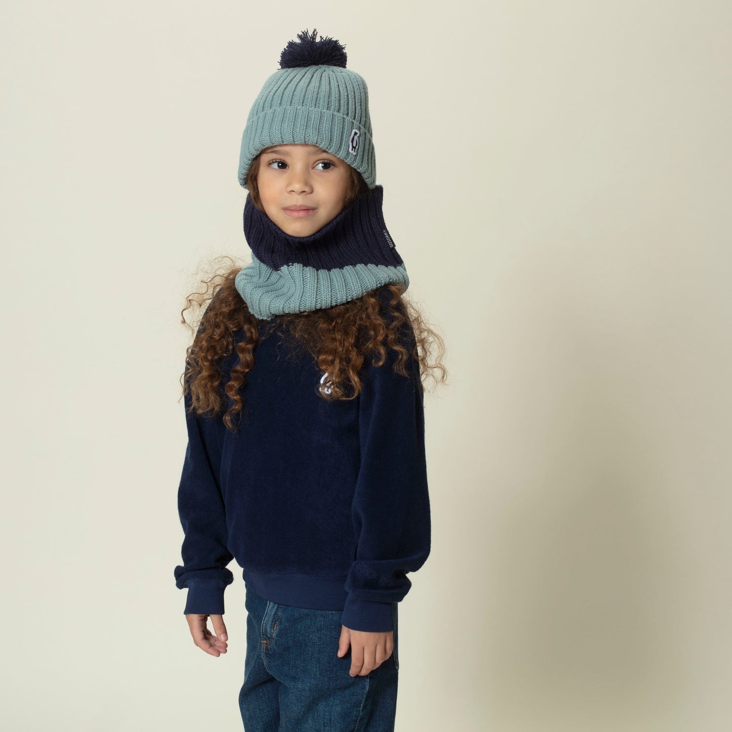 Cuffia pompon Big Bee azzurro