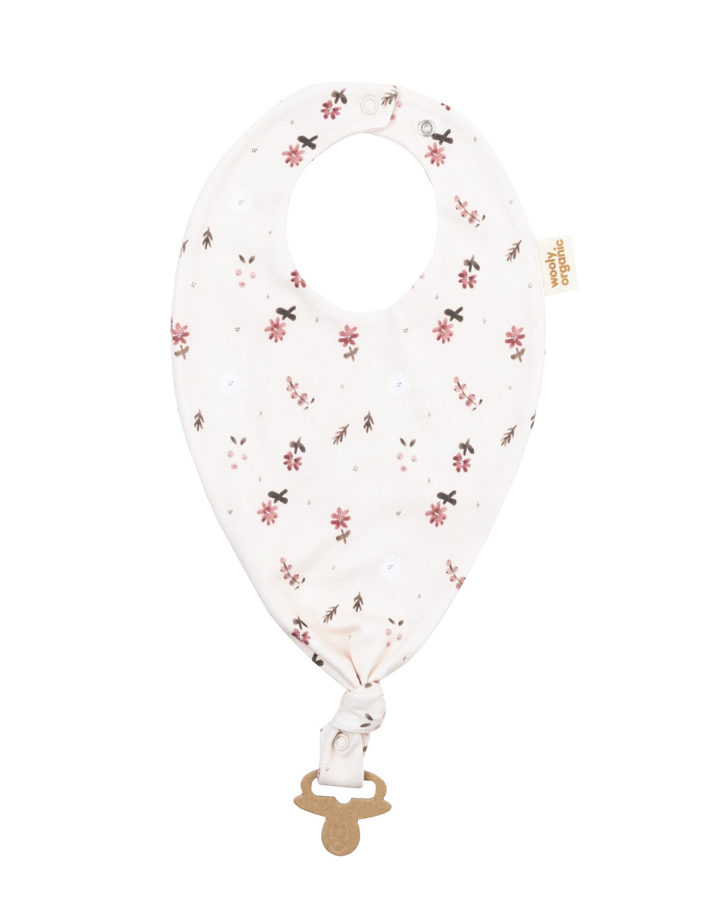 Bavaglia con porta ciuccio rosa Flora cotone BIO