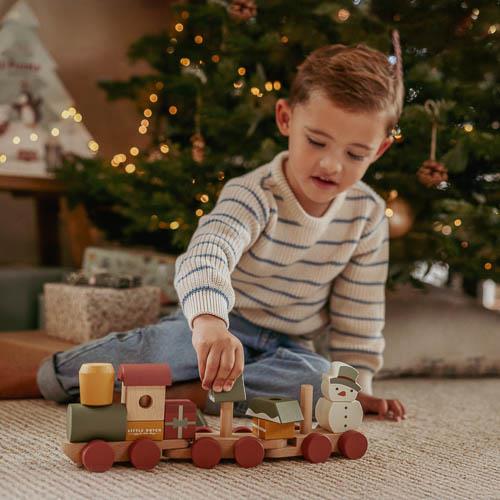 Trenino di Natale impilabile in legno