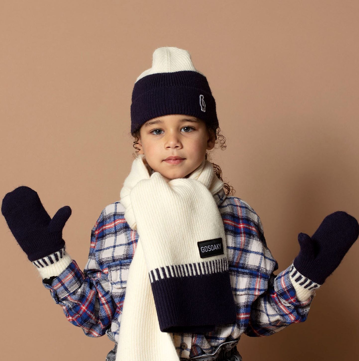 Sciarpa in maglia bicolore Little Dragon, bianca/blu