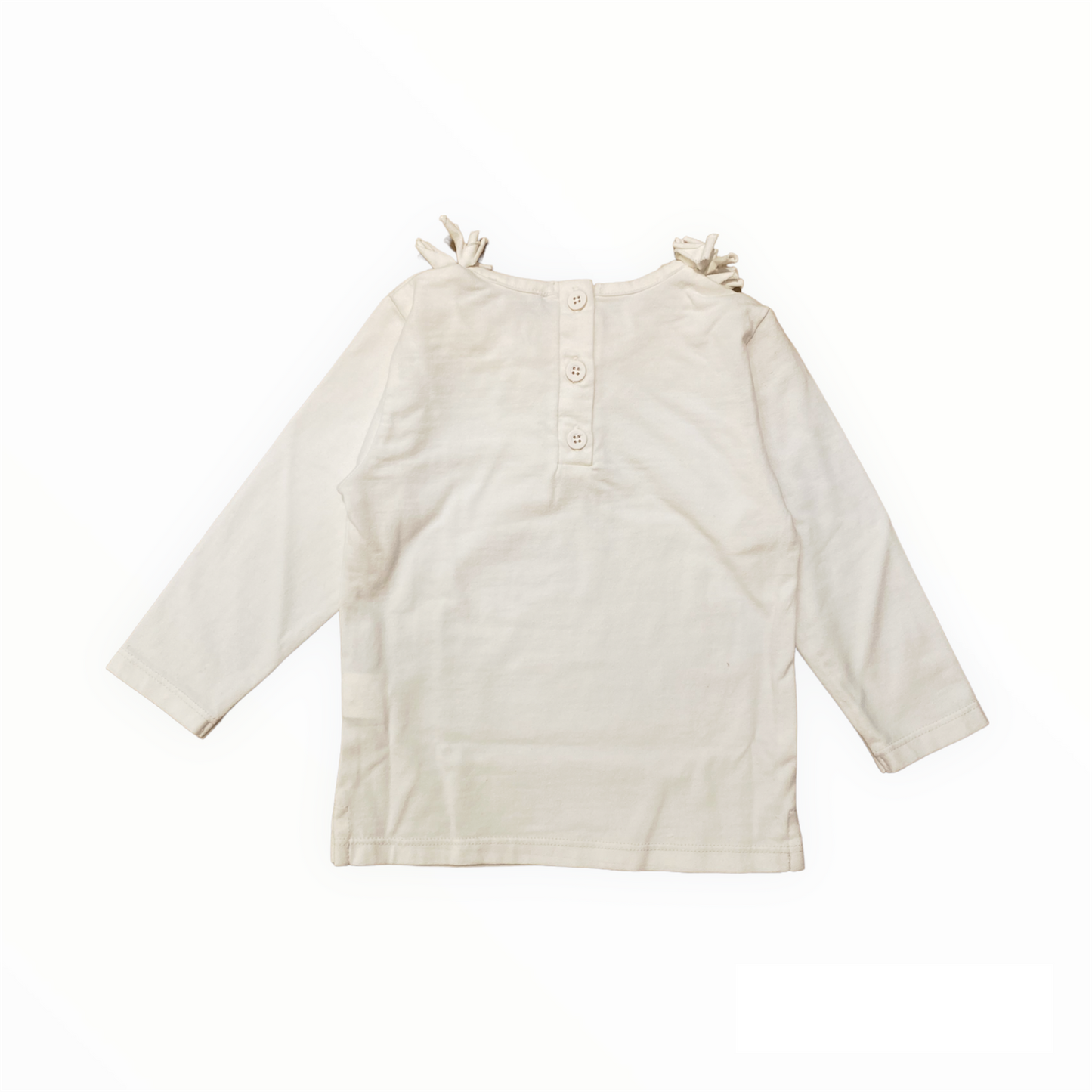 Maglietta a manica lunga panna con colletto, cotone bio