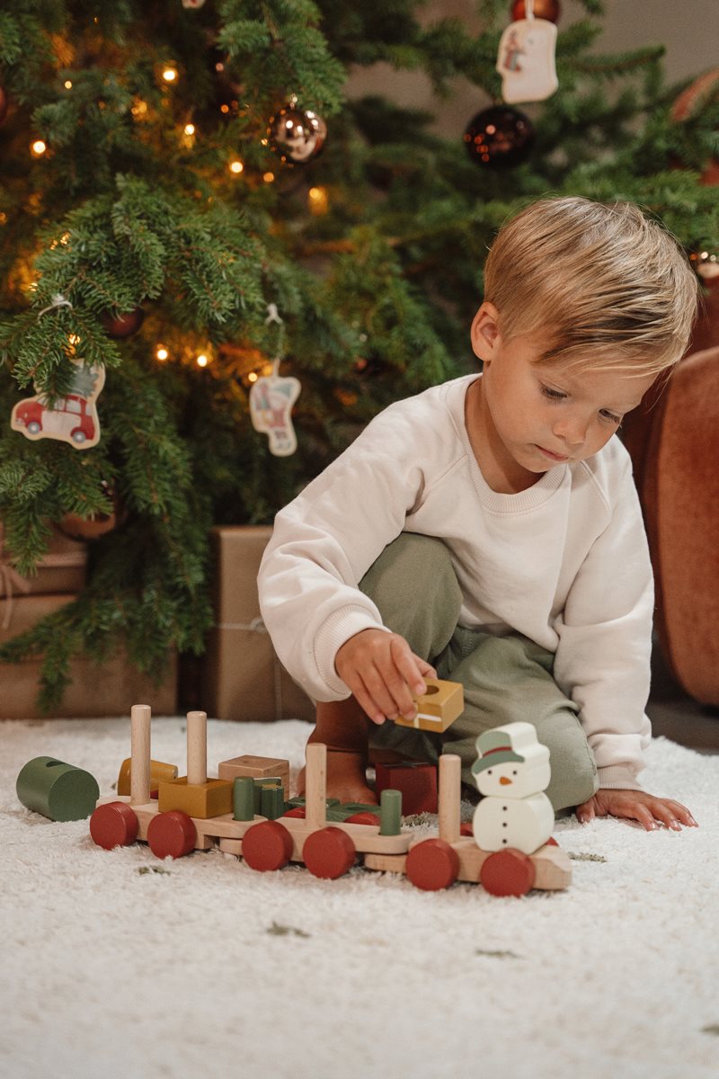 Trenino di Natale impilabile in legno