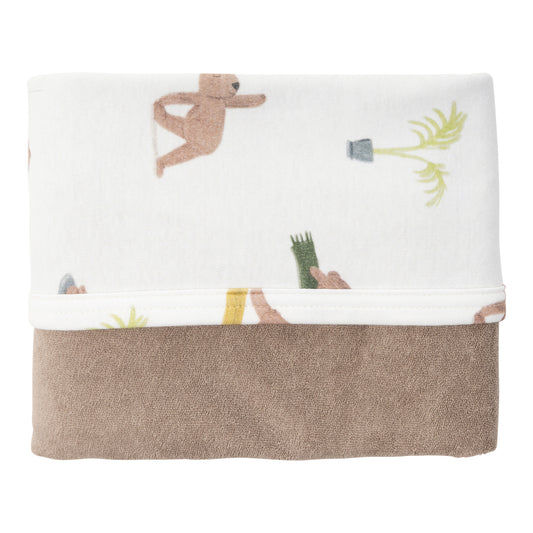 Coperta reversibile orsetti yoga/marrone cotone BIO