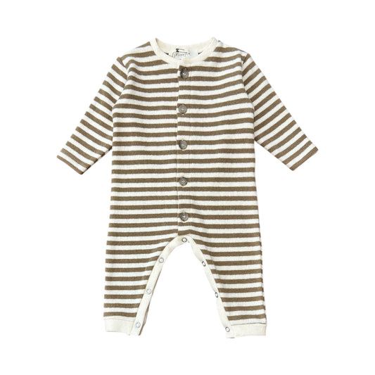 Tutina in caldo cotone righe panna/legno