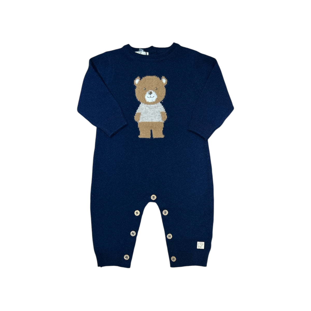 Tutina orsetto blu pura lana merino ultrafine