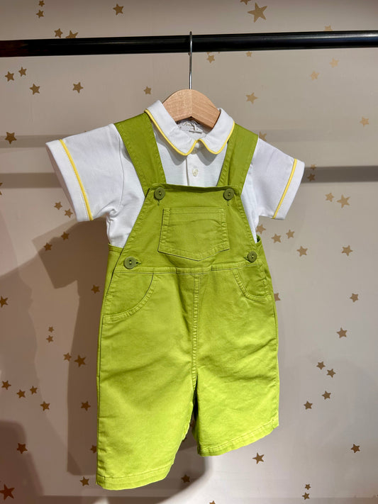 Salopette verde in cotone
