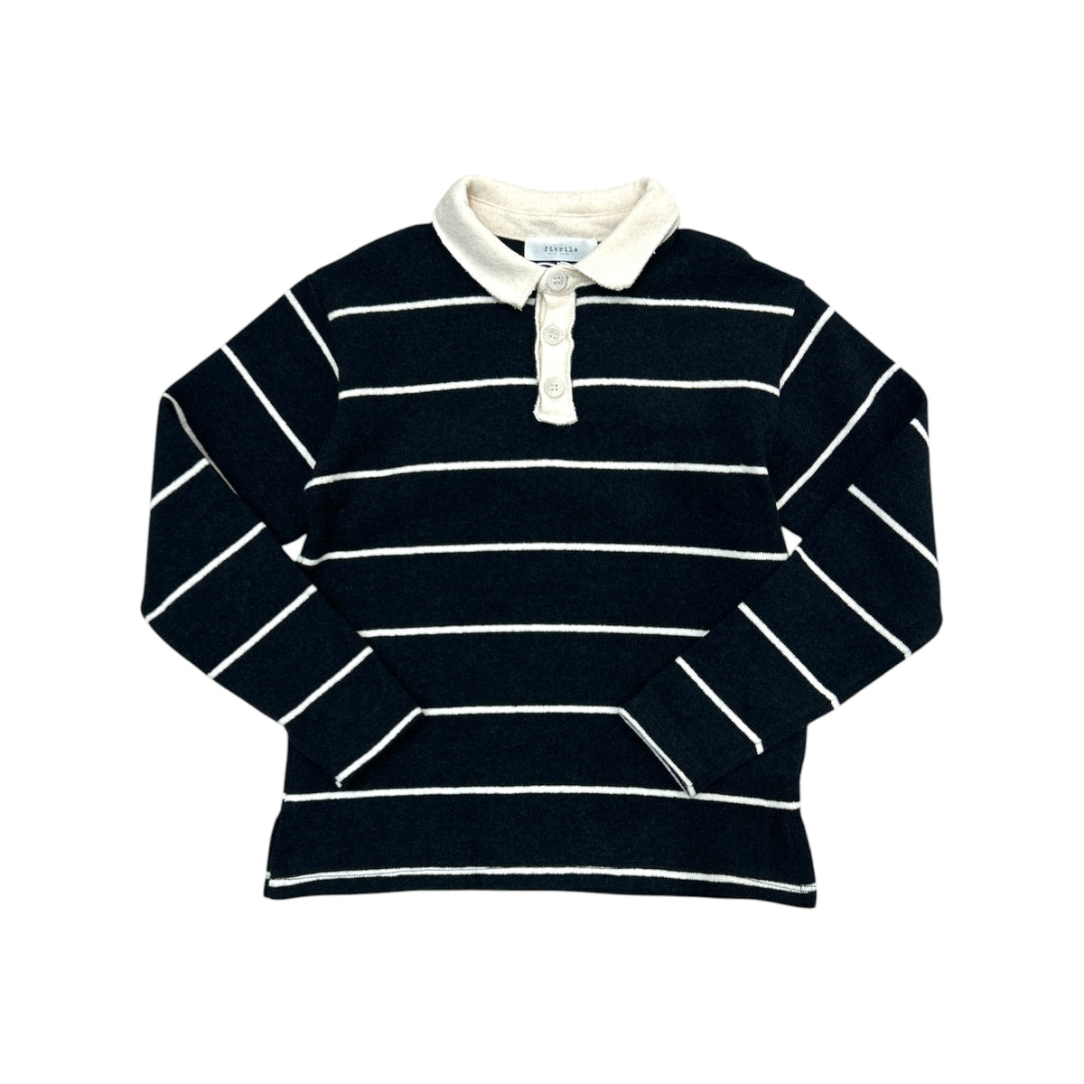 Polo in caldo cotone riga carbone