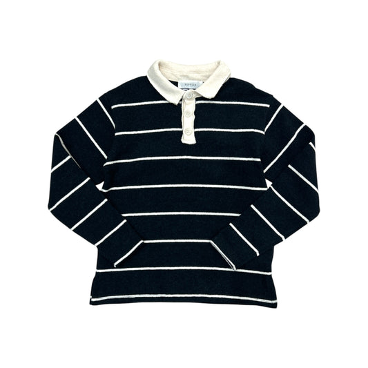 Polo in caldo cotone riga carbone
