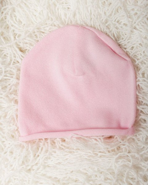 Cuffia neonata ricciolino rosa cotone biologico