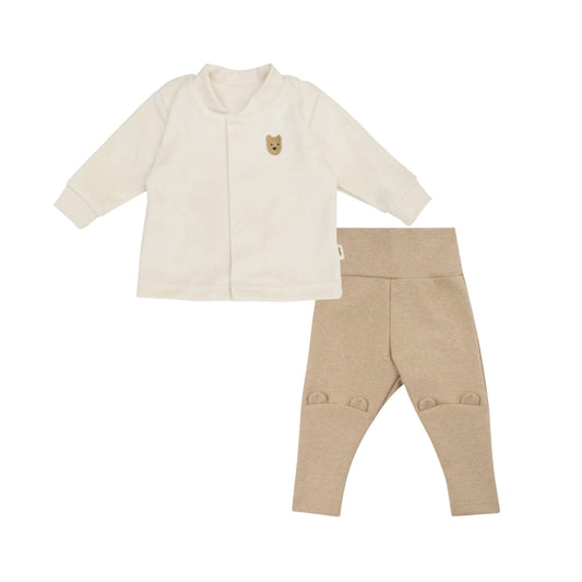 Completo cardigan ciniglia e leggings orsetto cotone BIO