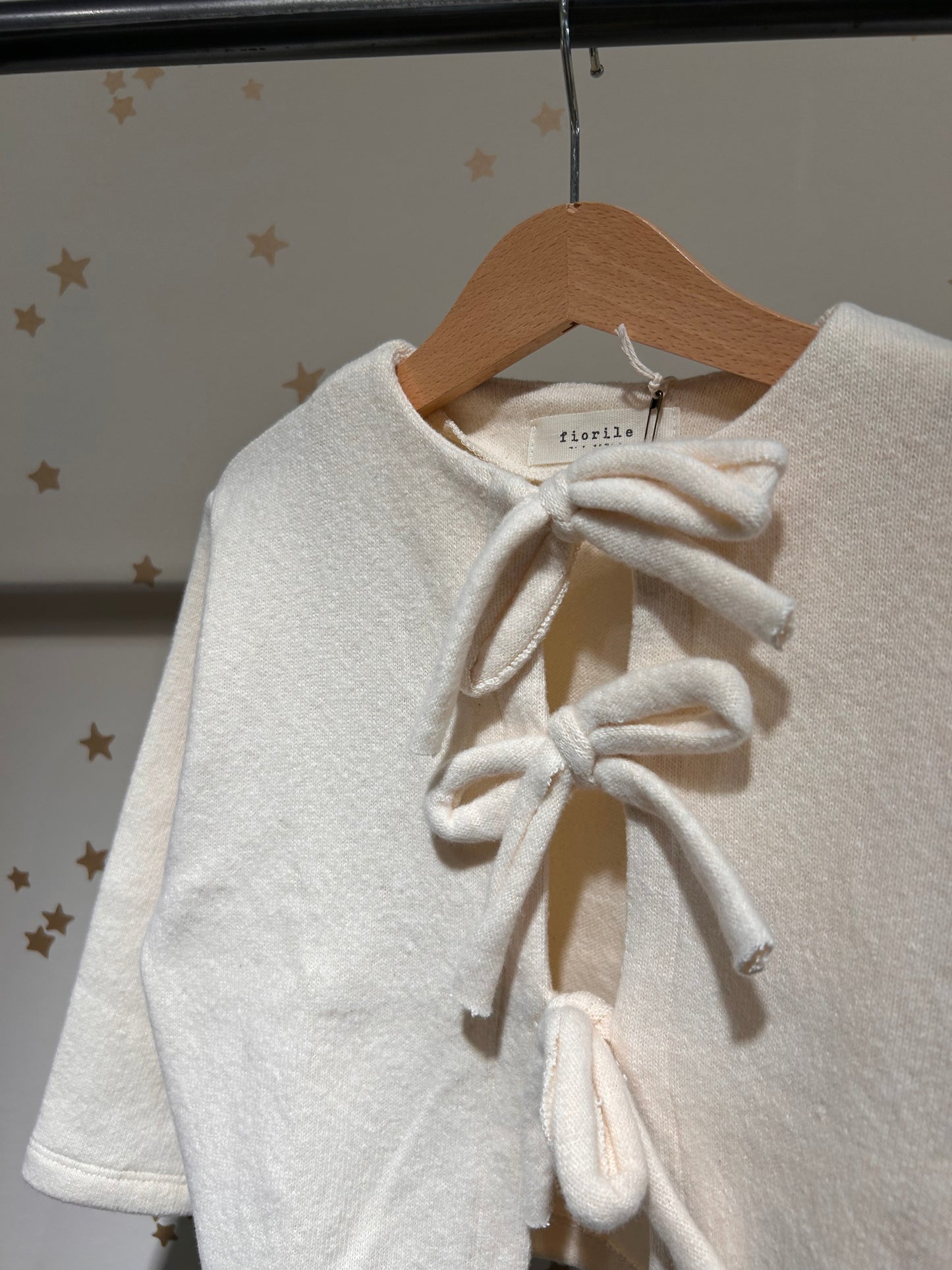 Cardigan avorio fiocchetti, caldo cotone