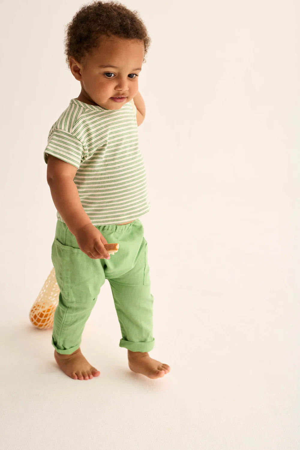 T-shirt neonato verde Alan a righe