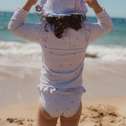 Costume da bagno a mutandina lilla Dreamy Stripes