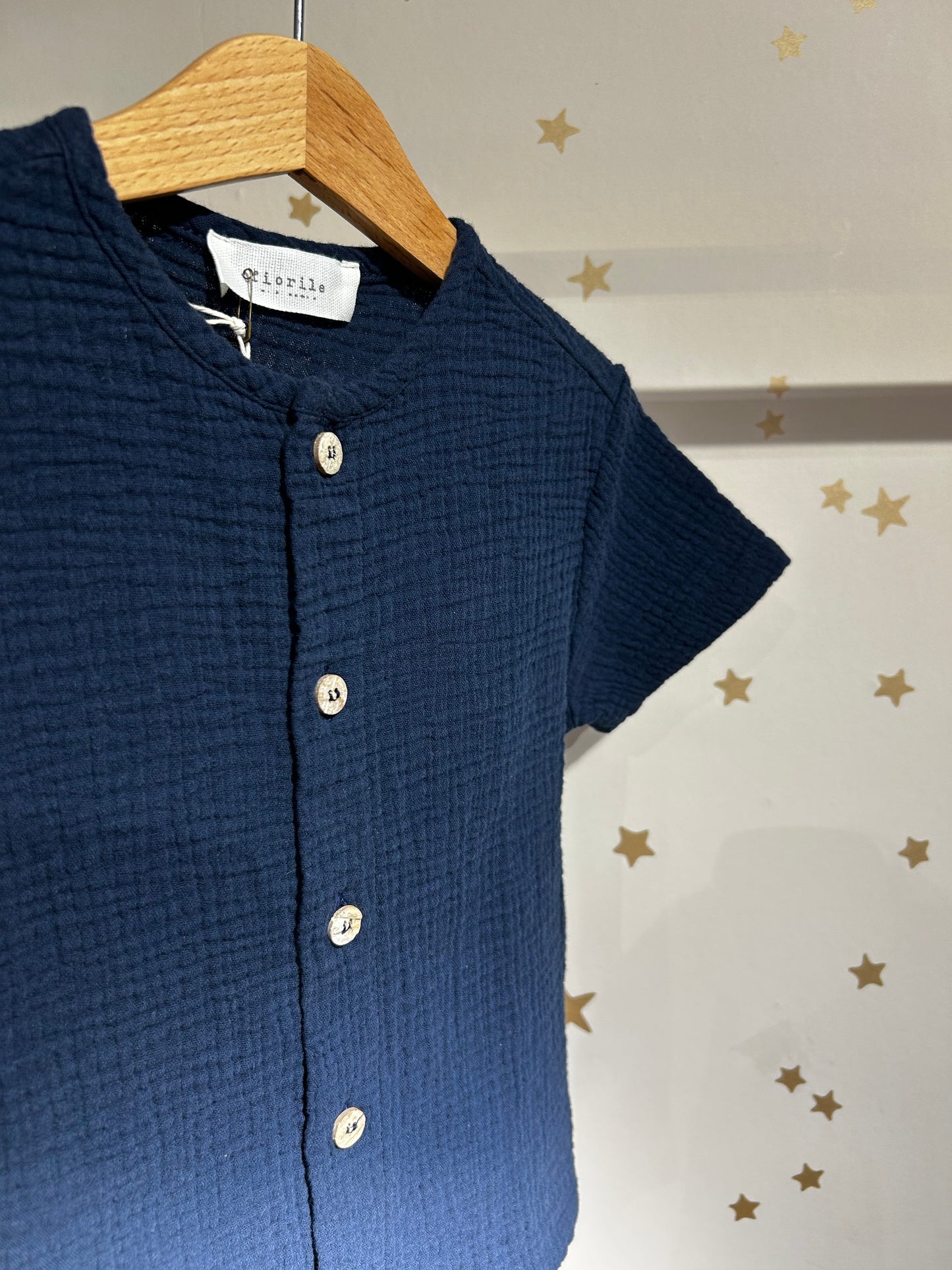 Camicia manica corta in mussola Notte