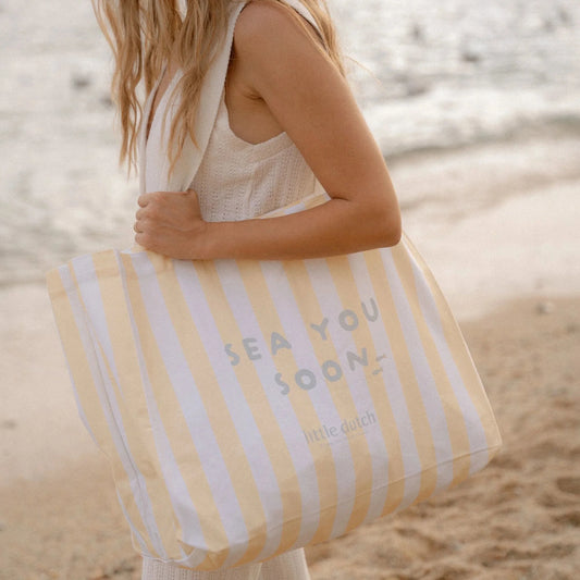 Borsa da spiaggia a righe giallo/bianco