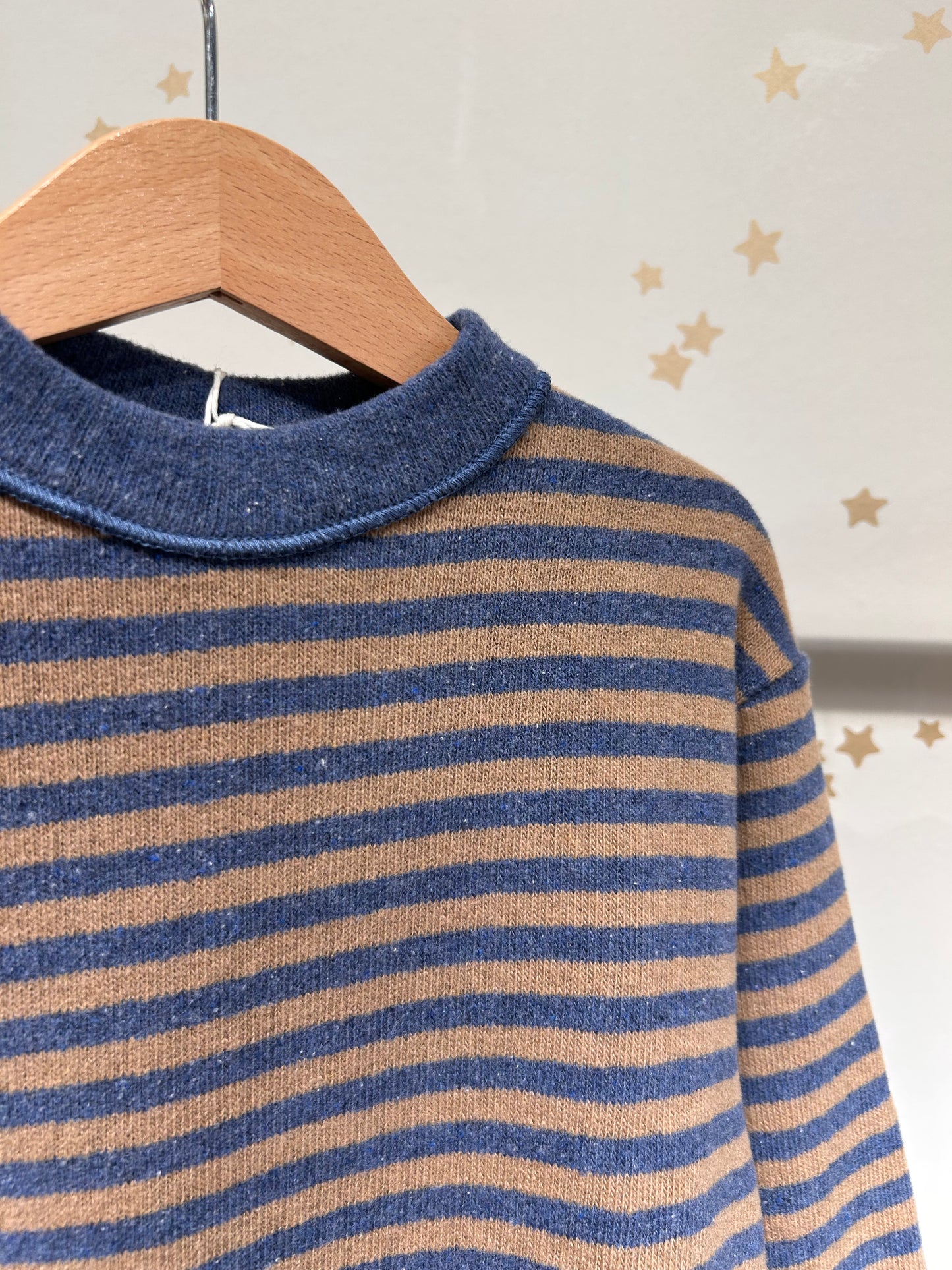 Felpa riga legno/blu caldo cotone