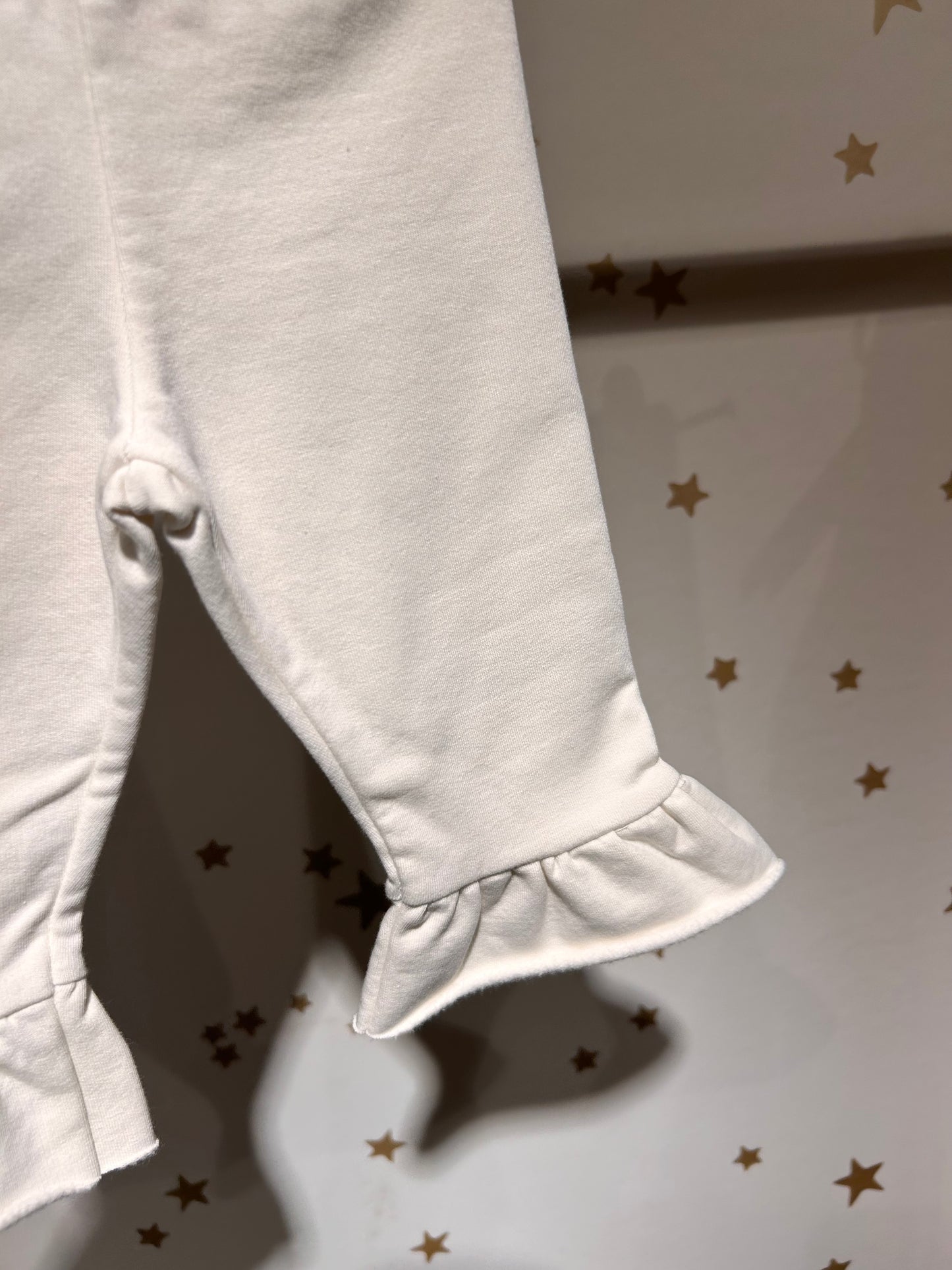 Pantalone felpa baby avorio con rouge