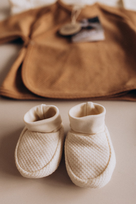 Scarpine neonato ecru cotone BIO