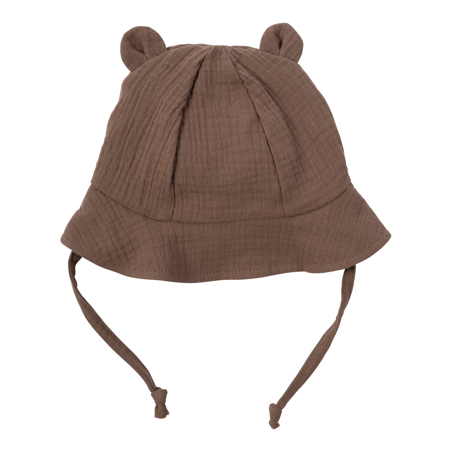 Cappellino in mussola marrone con orecchie