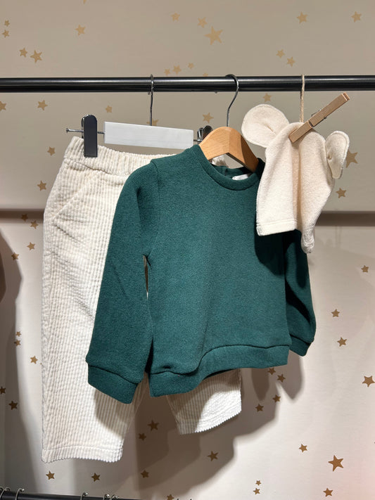 Felpa baby verde caldo cotone