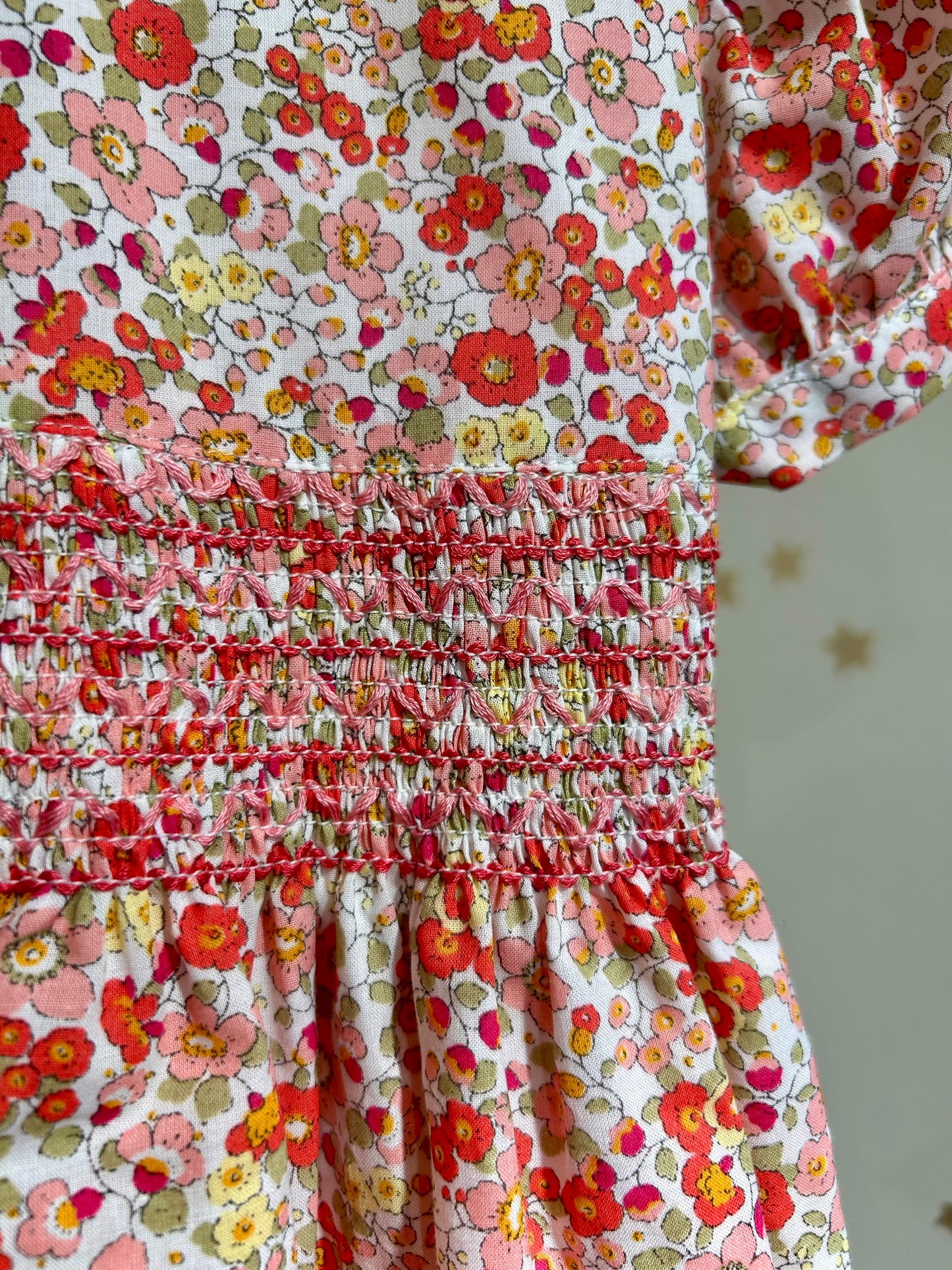 Abito baby fiori punto smock