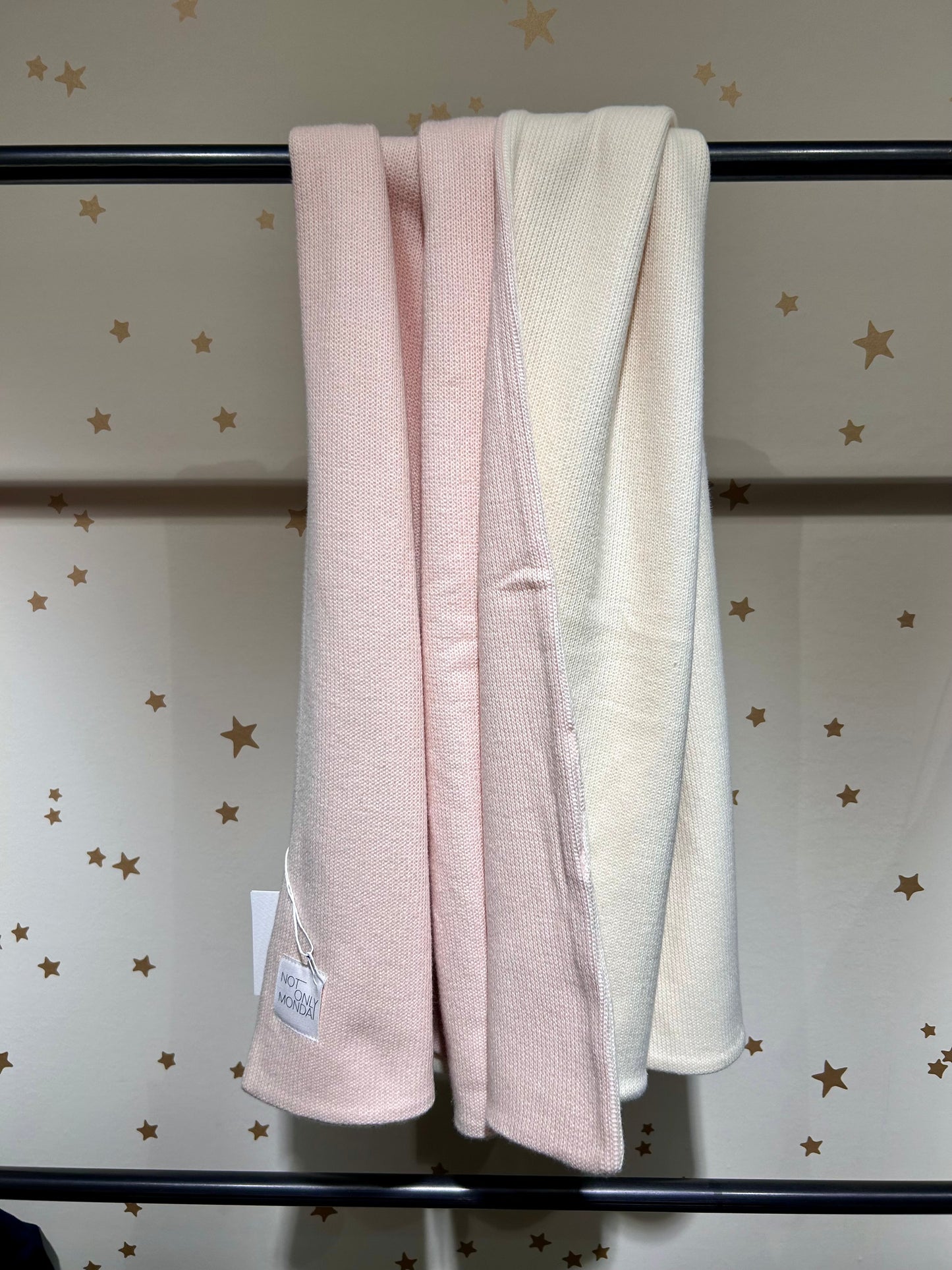 Coperta reversibile maglia rosa/ecru 70x113 cm