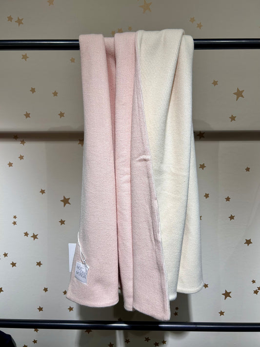 Coperta reversibile maglia rosa/ecru 70x113 cm